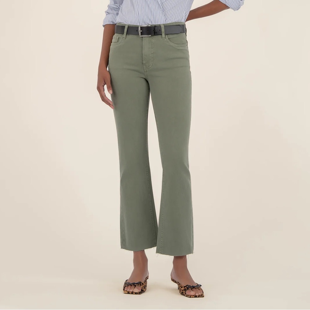 Kut from the Kloth Kelsey High-Rise Ankle Flare Jeans, in Sage, size 14, NWT